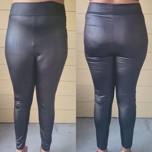 Black faux leather pants